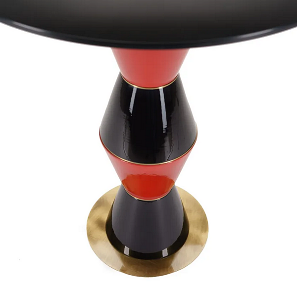 Круглый высокий боковой столик из дерева с отделкой PALM MARIONI 02988G фабрика MARIONI из Италии. Фото №5