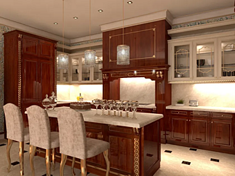 Кухня из массива ореха с островом Tosca Martini Interiors Кухня из массива ореха с островом Tosca Martini Interiors фабрика MARTINI INTERIORS из Италии