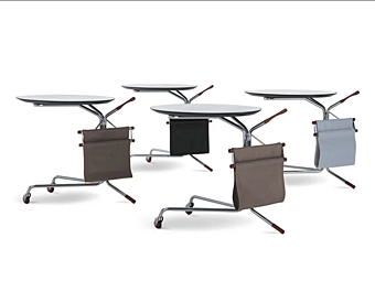 Прикроватная тумбочка из кожи с колесами и встроенной газетницей i 4 Mariani Single фабрика i 4 Mariani из Италии