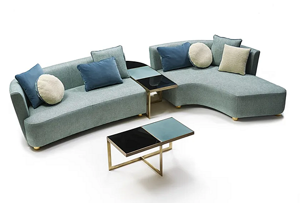 Секционный диван с мягкой спинкой слева из ткани MARIONI BAIA I0251 фабрика MARIONI из Италии. Фото №6