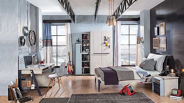 Комплект мебели для детской Trio, кровать 120*200 см, матрас, письменный стол, надстройка, стул, комплект постельных принадлежностей фабрика Cilek из Италии. Фото №5