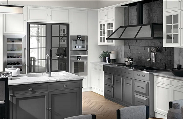 Современная встроенная кухня с островом и ручками MARCHI GROUP Artis фабрика MARCHI CUCINE из Италии. Фото №3