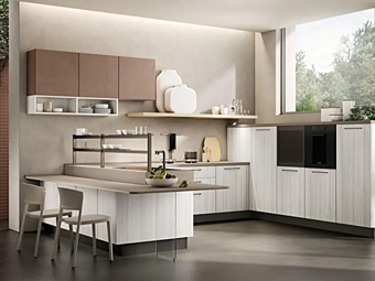 Кухня с peninsula и ручками из материала LUBE CUCINE коллекции Unica фабрика LUBE CUCINE из Италии