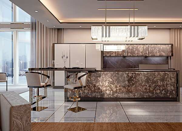 Барный стул с обивкой из кожи и подлокотниками BIZZOTTO ITALIA Infinity 6046 фабрика Bizzotto Italia из Италии. Фото №3