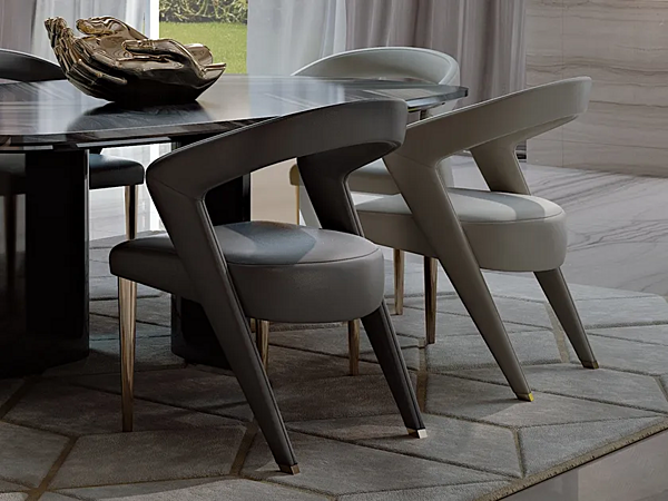 Кресло с обивкой из кожи и подлокотниками BIZZOTTO ITALIA Wave 6060 фабрика Bizzotto Italia из Италии. Фото №4
