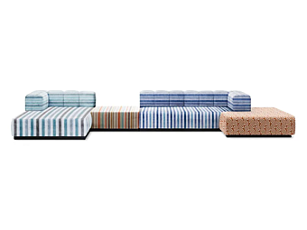 Секционный садовый диван с мягкой спинкой и шезлонгом из ткани FORMITALIA July фабрика FORMITALIA из Италии