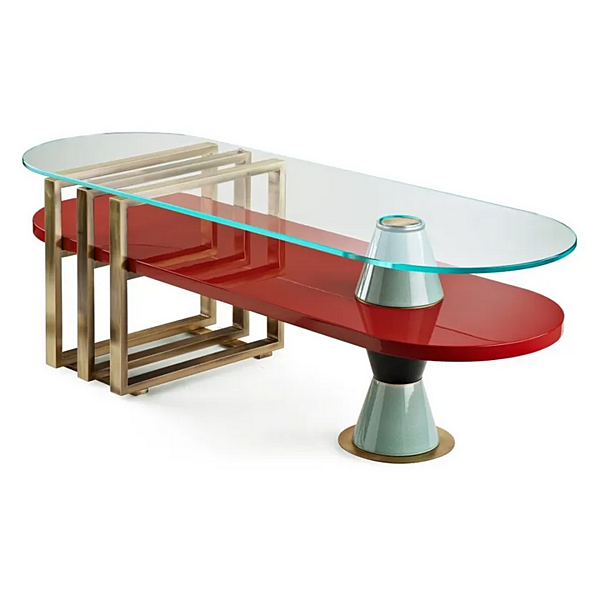 Низкий деревянный журнальный столик овальной формы из коллекции Palm MARIONI 02960 фабрика MARIONI из Италии. Фото №2