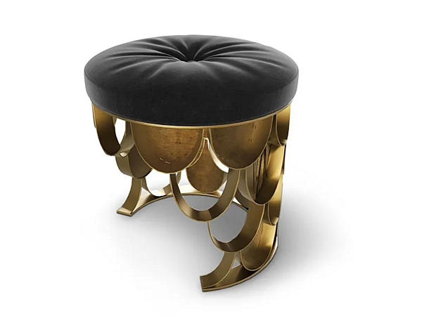 Низкий обитый табурет из ткани BRABBU Koi фабрика BRABBU из Италии. Фото №1