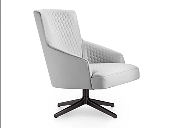 Кресло с подлокотниками из кожи с поворотным основанием на 4 спицы I 4 Mariani Moore Relax фабрика i 4 Mariani из Италии