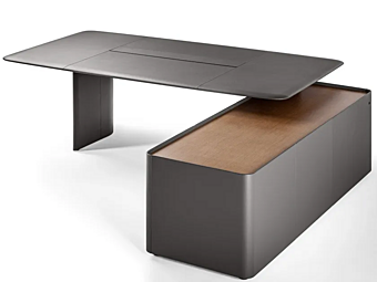 Прямоугольный письменный стол из кожи с полками POLTRONA FRAU Trust фабрика POLTRONA FRAU из Италии