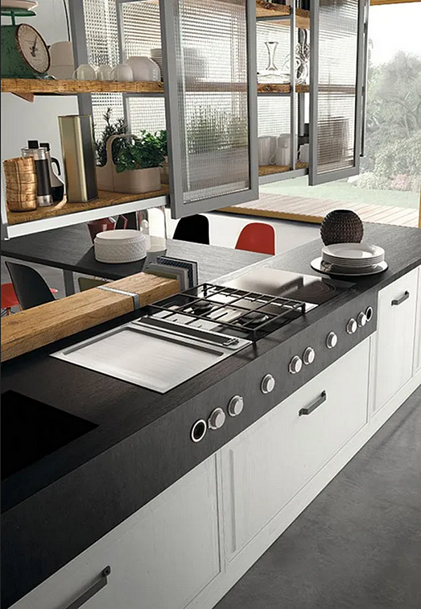 Современная кухонная мебель с островом и ручками MARCHI GROUP  Brera 76 фабрика MARCHI CUCINE из Италии. Фото №3