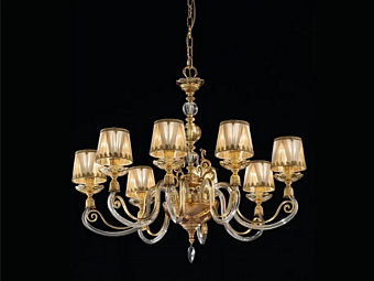 Люстра с кристаллами Сваровски тканевый абажур Euroluce Lampadari с фабрика EUROLUCE LAMPADARi из Италии