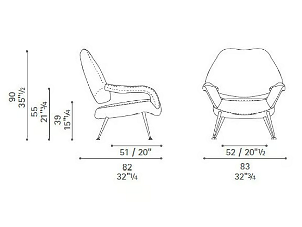 Кресло с подлокотниками из ткани DU 55 POLTRONA FRAU Du 55 фабрика POLTRONA FRAU из Италии. Фото №3