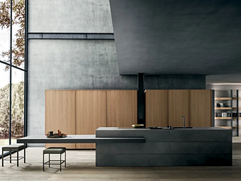 Кухня с островом без ручек из материала MODULNOVA Twenty Frame фабрика Modulnova из Италии