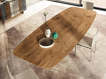 Круглый стол из дерева и стекла LAGO Air Soft 2210W 2210W фабрика LAGO из Италии