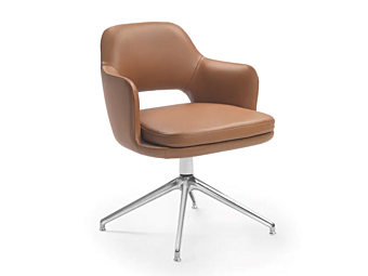 Кресло с обивкой из кожи на вращающемся основании с четырьмя спицами FLEXFORM ELISEO 29614 фабрика FLEXFORM из Италии