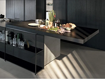 Прямоугольный деревянный стол-полуостров Euromobil Fat