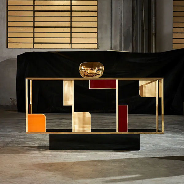 Прямоугольный консольный стол из латуни MARIONI Sunset 02916 фабрика MARIONI из Италии. Фото №3