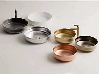 Круглая столешница из нержавеющей стали с раковиной AGAPE Undici Inox фабрика Agape из Италии