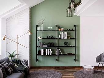 Настенная книжная полка из алюминия и дерева DAMIANO LATINI Giostra фабрика DAMIANO LATINI из Италии