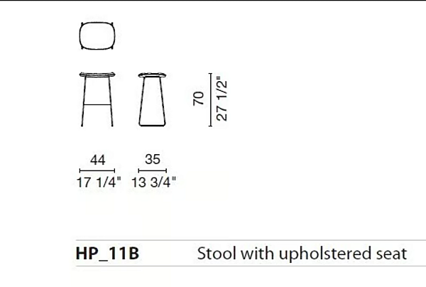 Обитая табуретка из кожи или ткани Cappellini MORRISON фабрика Cappellini из Италии. Фото №5