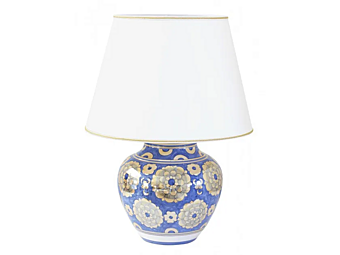 Керамическая настольная лампа Fiori Lustro Blu L'Antica Deruta FL/624/L/30 Керамическая настольная лампа Fiori Lustro Blu L'Antica Deruta FL/624/L/30 фабрика L'Antica Deruta из Италии
