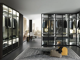 Деревянный угловой секционный гардероб с открытыми полками MISURAEMME Palo Alto фабрика MisuraEmme из Италии