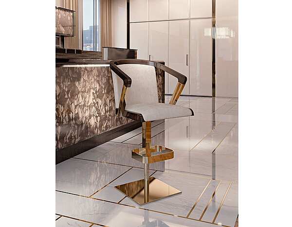 Барный стул с обивкой из кожи и подлокотниками BIZZOTTO ITALIA Infinity 6046 фабрика Bizzotto Italia из Италии. Фото №2