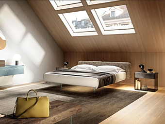 Двуспальная кровать с обитой спинкой из ткани LAGO Air Soft 1562 1562 фабрика LAGO из Италии