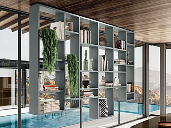 Плавающая открытая книжная полка из дерева 30 мм LAGO Weightless 1246 1246 фабрика LAGO из Италии