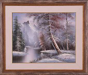 Картина итальянского художника  пейзаж   акрил, аэрография   art. 132-c    Зима фабрика  из Италии