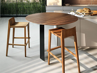 Круглый стол из алюминия и дерева Euromobil Rondo