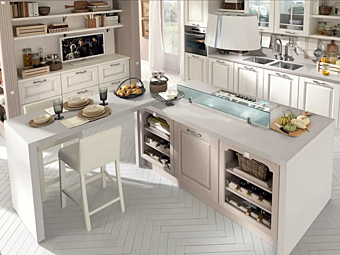 Деревянная кухня с островом и ручками LUBE CUCINE Laura 01 фабрика LUBE CUCINE из Италии