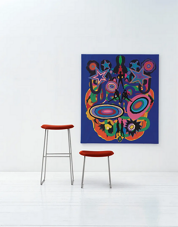 Обитая табуретка из кожи или ткани Cappellini MORRISON фабрика Cappellini из Италии. Фото №4
