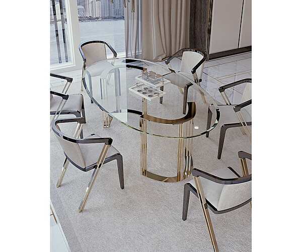 Овальный обеденный стол из стекла с уникальным дизайном BIZZOTTO ITALIA Infinity 152 фабрика Bizzotto Italia из Италии. Фото №4