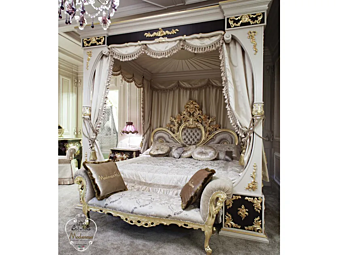 Двуспальная кровать с обитой спинкой из дерева MODENESE GASTONE 15201 Двуспальная кровать с обитой спинкой из дерева MODENESE GASTONE 15201 фабрика MODENESE GASTONE из Италии