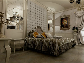 Комплект спальни из массива дерева с обитой спинкой Tosca Martini Interiors