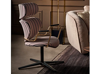 Кресло с обитой спинкой и вращающейся основой Black Tie Asia ASI10SW фабрика Black Tie из Италии