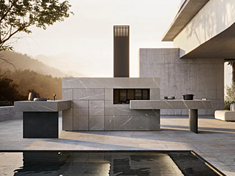 Электрическая каменная кухня для улицы с барбекю MODULNOVA PROJECT 06 фабрика Modulnova из Италии