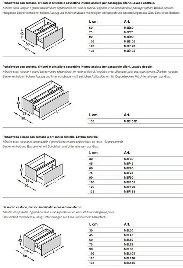 Тумба с раковиной из эмалированного стекла с дверцей и ящиками ARTELINEA Monolite 18 AL 583 фабрика ARTELINEA из Италии. Фото №6