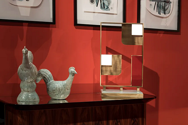 Настольная лампа из латуни с абажуром Sunset средняя MARIONI 02910 фабрика MARIONI из Италии. Фото №5