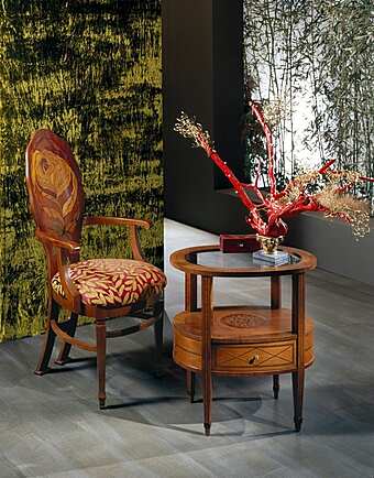 Кресло из красного дерева с обитой спинкой CARPANELLI Rosa Gialla S233 фабрика CARPANELLI из Италии