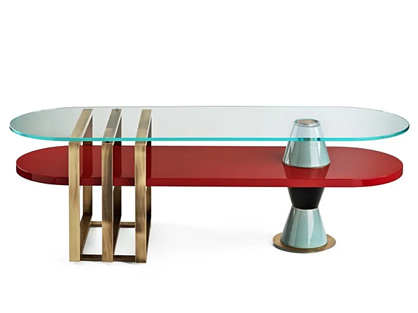 Низкий деревянный журнальный столик овальной формы из коллекции Palm MARIONI 02960 фабрика MARIONI из Италии. Фото №1