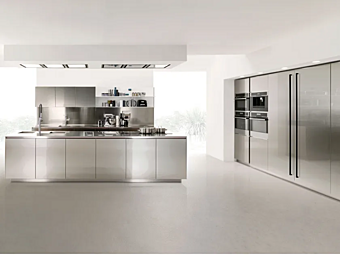 Кухня из нержавеющей стали с островом Euromobil Free Steel фабрика Euromobil из Италии