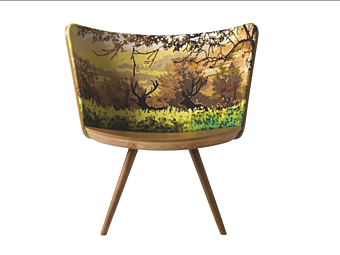 Кресло с обитой спинкой из дерева и ткани Cappellini Ash Easy Chair EMB1-2-3-4 фабрика Cappellini из Италии