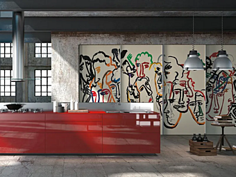 Кухня с декорированным стеклом из коллекции VALCUCINE Vitrum Arte Кухня с декорированным стеклом из коллекции VALCUCINE Vitrum Arte фабрика VALCUCINE из Италии