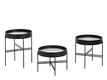 Кофейный столик круглой формы с металлическим каркасом и мраморной столешницей POTOCCO Tr a y 872/TC фабрика POTOCCO из Италии