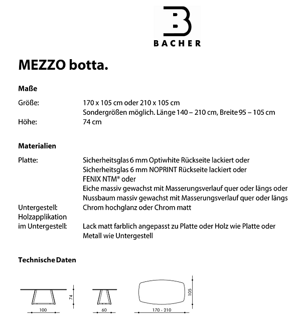 Стол Bacher Mezzo Botta (Германия) фабрика Bacher Tische из Италии. Фото №1