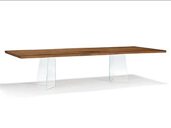 Прямоугольный стол из массива дерева с стеклянной вставкой ARTE BROTTO VERO COMPACT V L640, V-GLASS фабрика Arte Brotto из Италии