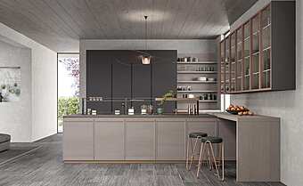 Кухня с полуостровом из дерева LUBE CUCINE Flavour 9 фабрика LUBE CUCINE из Италии